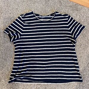 NWT J. Crew 100% Linen short sleeve striped tee. Nautical. Preppy. Spring ‘25. L